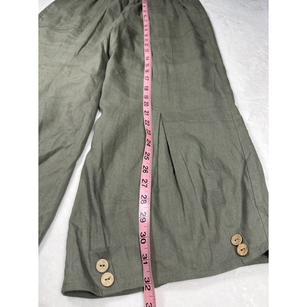 Soft Surroundings Women's Linen Blend Wide Leg Crop Pants Olive Green Size M - Picture 8 of 10